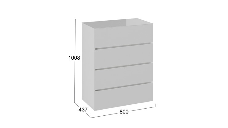 Комод с 4-мя ящиками Glance тип 1 (Белый/Стекло белый глянец) в Новосибирске - изображение 3