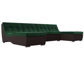П-образный диван Монреаль, Зеленый\Коричневый (Велюр\Экокожа) в Новосибирске