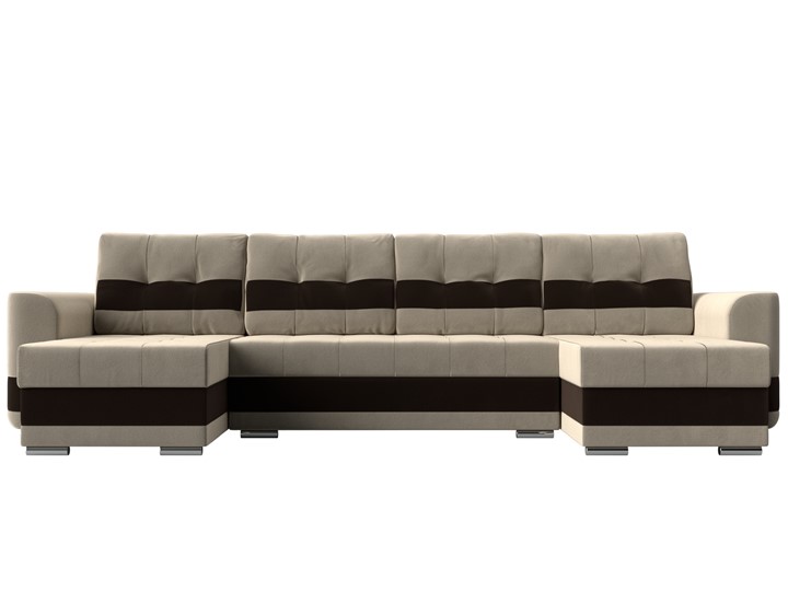 П-образный диван Честер, Бежевый/коричневый (вельвет) в Новосибирске - изображение 1