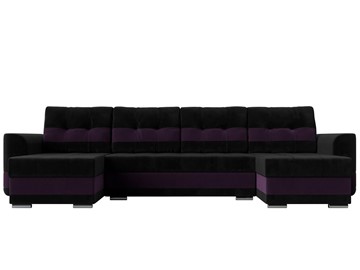 П-образный диван Честер, Черный/фиолетовый (велюр) в Новосибирске - предосмотр 1
