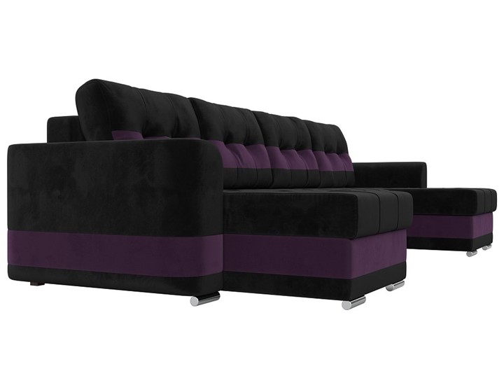 П-образный диван Честер, Черный/фиолетовый (велюр) в Новосибирске - изображение 2