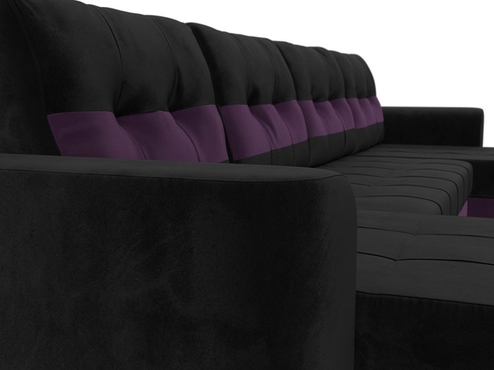 П-образный диван Честер, Черный/фиолетовый (велюр) в Новосибирске - изображение 3