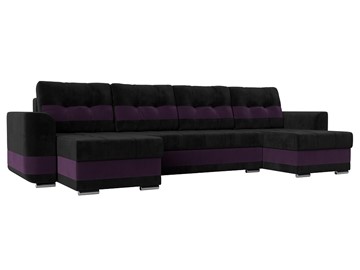 П-образный диван Честер, Черный/фиолетовый (велюр) в Новосибирске - предосмотр