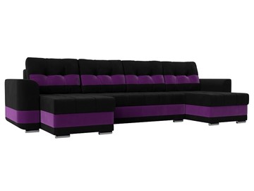 П-образный диван Честер, Черный/фиолетовый (вельвет) в Новосибирске