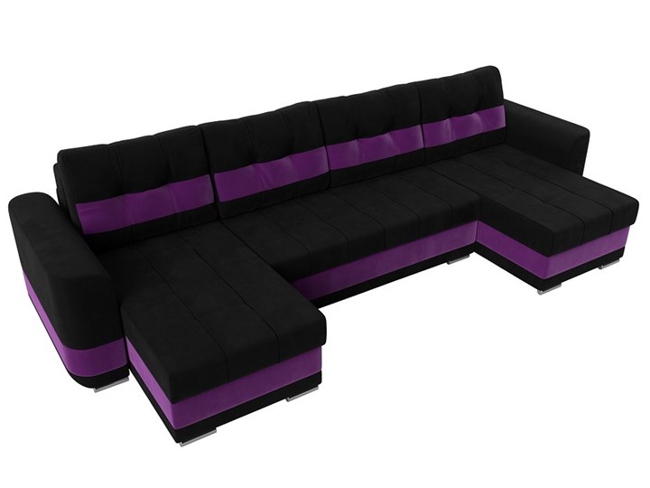 П-образный диван Честер, Черный/фиолетовый (вельвет) в Новосибирске - изображение 4