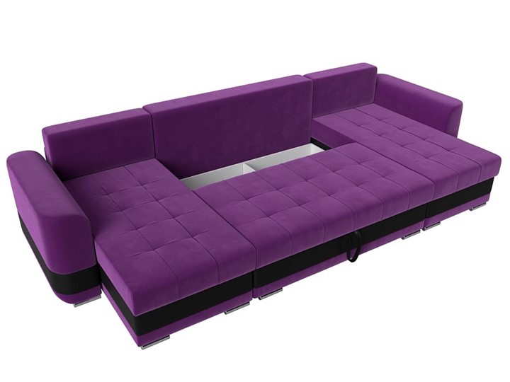 П-образный диван Честер, Фиолетовый/черный (вельвет/экокожа) в Новосибирске - изображение 6