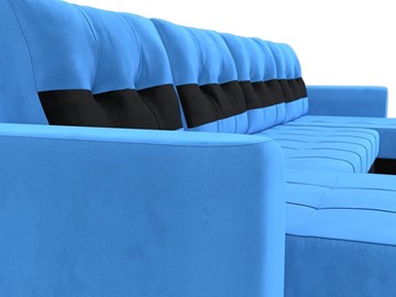 П-образный диван Честер, Голубой/черный (велюр) в Новосибирске - предосмотр 3
