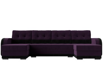 П-образный диван Марсель, Фиолетовый/черный (велюр) в Новосибирске - предосмотр 1