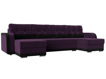 П-образный диван Марсель, Фиолетовый/черный (велюр) в Новосибирске