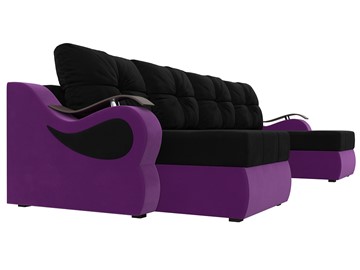 П-образный диван Меркурий П, Черный/фиолетовый (вельвет) в Новосибирске - предосмотр 2