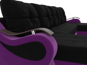 П-образный диван Меркурий П, Черный/фиолетовый (вельвет) в Новосибирске - предосмотр 3