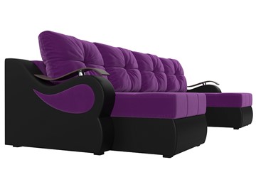 П-образный диван Меркурий П, Фиолетовый/черный (вельвет/экокожа) в Новосибирске - предосмотр 2