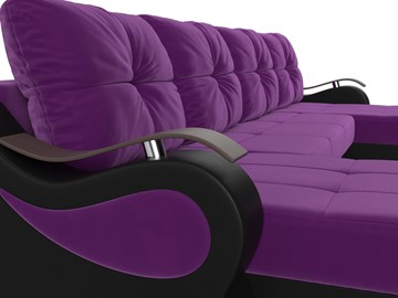 П-образный диван Меркурий П, Фиолетовый/черный (вельвет/экокожа) в Новосибирске - предосмотр 3