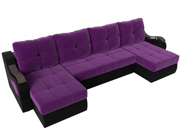 П-образный диван Меркурий П, Фиолетовый/черный (вельвет/экокожа) в Новосибирске - предосмотр 4