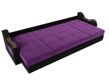 П-образный диван Меркурий П, Фиолетовый/черный (вельвет/экокожа) в Новосибирске - предосмотр 5