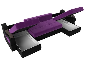 П-образный диван Меркурий П, Фиолетовый/черный (вельвет/экокожа) в Новосибирске - предосмотр 6