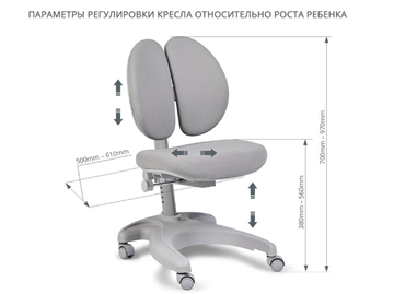 Детский стул FunDesk Solerte Grey с подставкой для ног + чехол для кресла (ткань зеленая) в Новосибирске - предосмотр 4