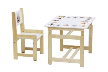 Комплект растущей детской мебели Polini kids Eco 400 SM, Лесная сказка, 68х55 см белый-натуральный в Новосибирске - предосмотр 4