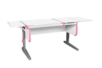 Растущий стол Дэми 1/75-40 (СУТ.25) + Polka_b 1/550 (2 шт.) белый/серый/розовый в Новосибирске