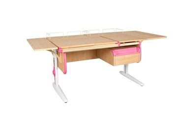 Детский стол-трансформер Дэми 1/75-40 (СУТ.25) + Polka_z 1/600 (2 шт.) + Polka_b 1/550 (2 шт.)  + Tumba 1 бежевый/белый/розовый в Новосибирске