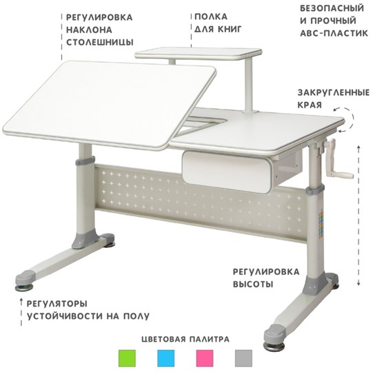 Парта растущая Comfort - 34, Серый в Новосибирске - изображение 2