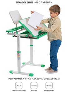 Растущий стул и растущая парта SET HOLTO-17А, зеленый в Новосибирске - предосмотр 2